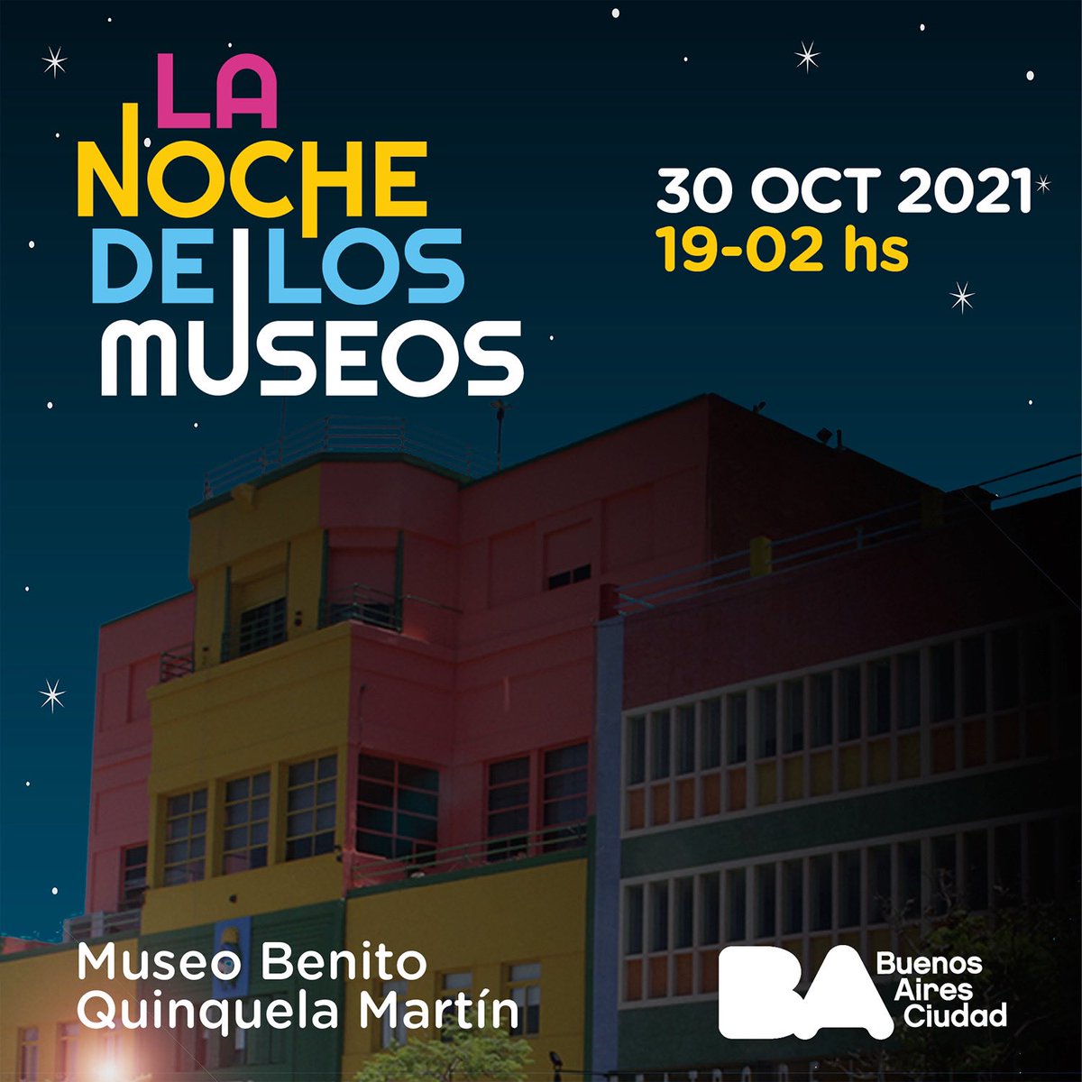 MuseoQuinquela's tweet photo. El Museo Benito Quinquela en la Noche de los Museos 2021 
Este sábado 30 de octubre a partir de las 19 hs. 
Cronograma de actividades: https://t.co/NYVkvHrPLZ
Av. Pedro de Mendoza 1835, La Boca, CABA. https://t.co/Uq4xEWpTQU