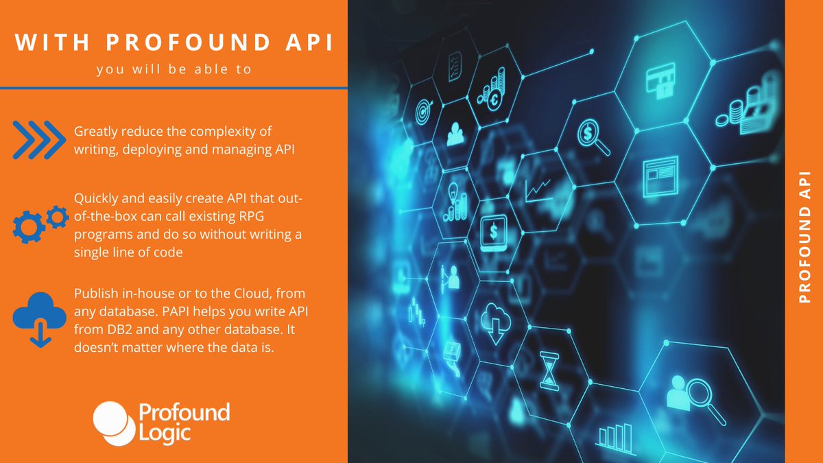 ProfoundLogic's tweet photo. Why choose #ProfoundAPI? It answer is simple - Profound API is the fastest way to unlock your #IBMi data and maximize your business logic to build APIs with easy-to-use, #LowCode/#NoCode solutions. Ready to get started? Click here: https://t.co/7OVYaqrXHL https://t.co/86DzztERwo