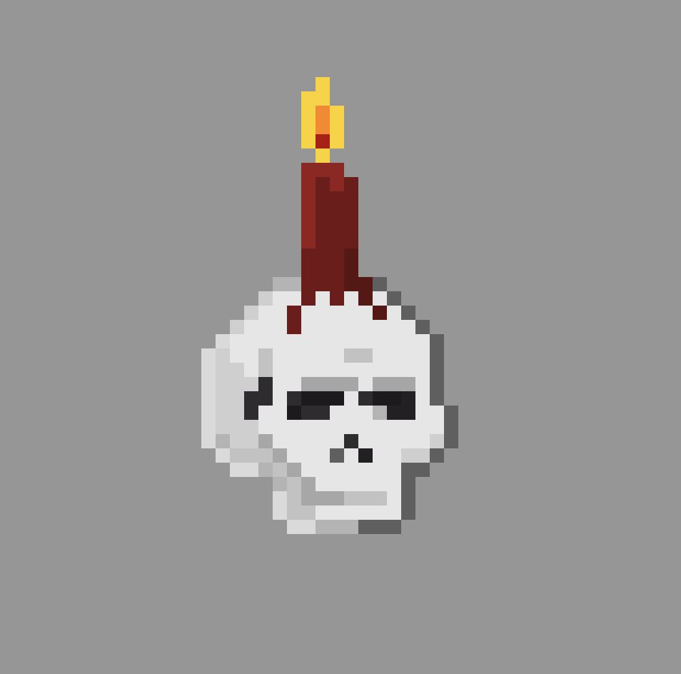 NFPixels's tweet photo. @russnft here's a screen shot of one of the attributes i made. a skull with a candle. there are going to be up to 7 attributes on a table, with up to 2 attributes on a background. #nft #nftart https://t.co/3JVQguBpiI