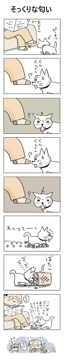 そっくりな匂い
#こんなん描いてます #自作まんが #漫画 
#猫まんが #4コママンガ #NEKO3 