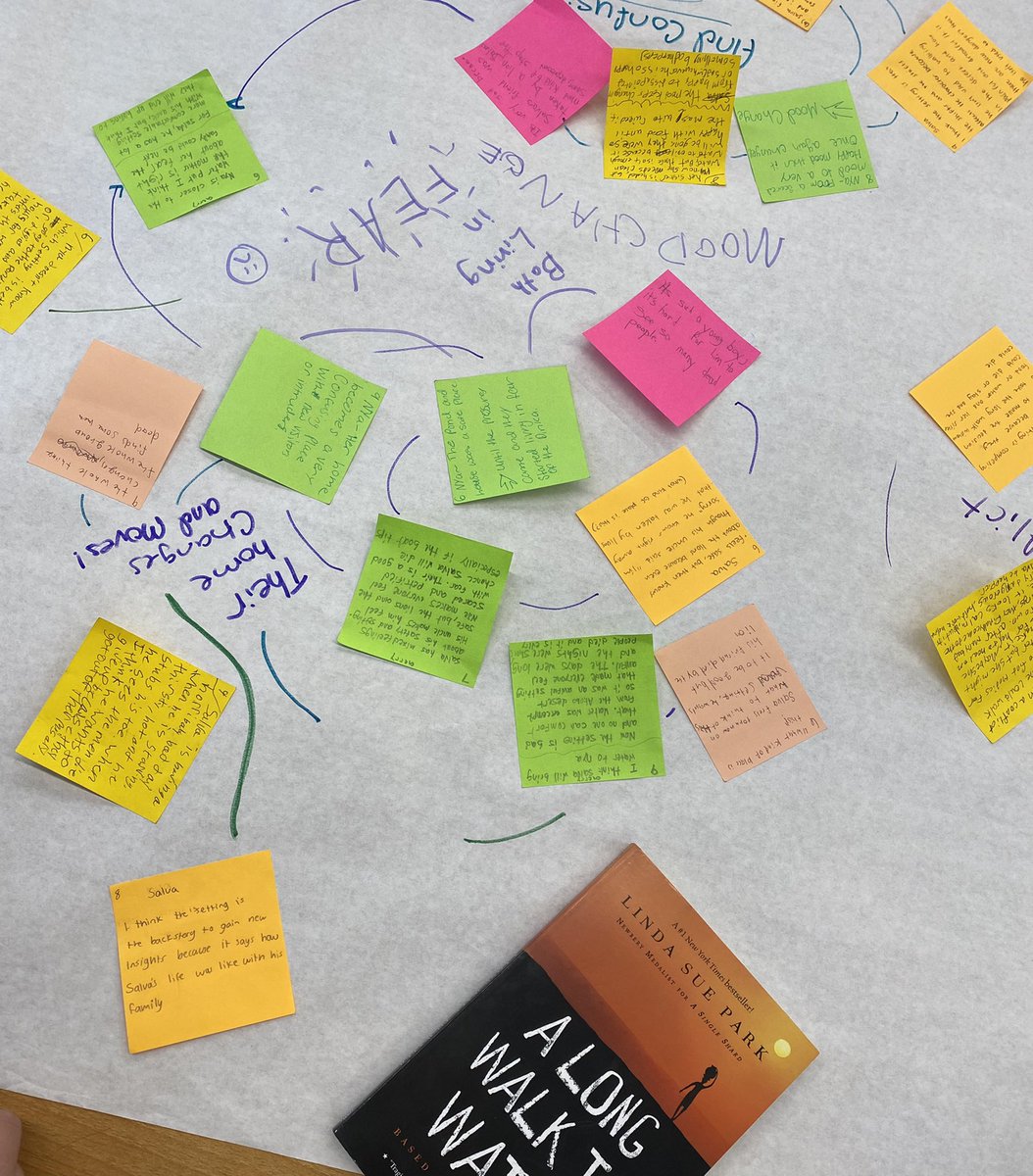 melissa_osmun's tweet photo. 7th grade ELA students connecting and extending ideas about characters from “stop ‘n jots” for A Long Walk to Water. @melissa_osmun @ThompsonMiddle @ThompsonMSpride https://t.co/rowIeJj4F2