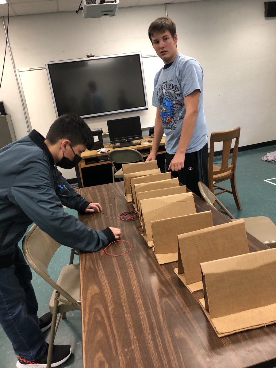 Getting ready to add the claw and working on the playing field, while Our coach <a href="/Missyjo8640/">Melissa Wolfe</a> is monitoring our work. <a href="/PVHSRaiders/">Pleasant Valley High</a>