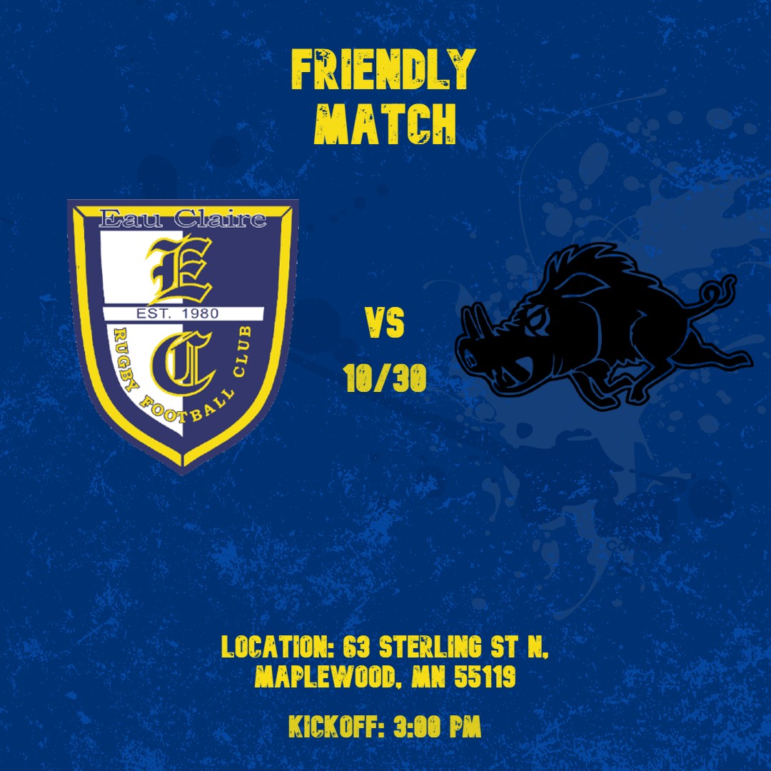 ECRFCrugby's tweet photo. This Saturday 10/30 ECRFC will be traveling to Maplewood, MN for a friendly match against the Saint Paul Pigs B Side
Location: 63 Sterling St N, Maplewood, MN 55119
Kickoff 3:00 PM
#rugby #uwec #uwecrugby #uwecrfc #ecrfc https://t.co/DP1SAX8REo