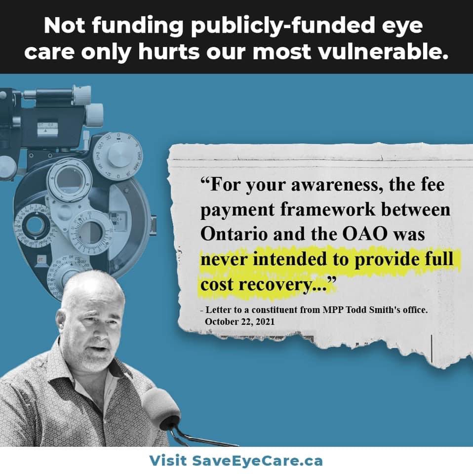 leetmeldrew's tweet image. Except for #Optometrists …
for them you offer severe under funding and high expectations of delivering top notch #Eyecare . You continue to underfund #OHIP on the backs of Optometrists making it impossible for us to run our #SmallBiz