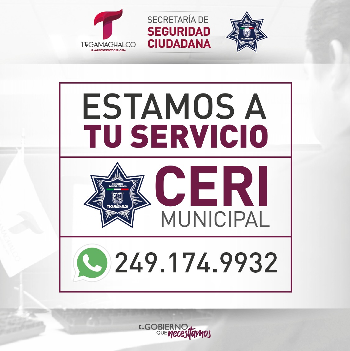 HTecamachalco's tweet photo. 📌EN EL CERI ¡ESTAMOS A TU SERVICIO!📌
Agréganos a tus contactos 249 174 9932 
En caso de emergencia en seguridad, comunícate con nosotros.

#ElGobiernoQueNecesitamos
#RecuperarLaConfianza https://t.co/KBJzZVlIne