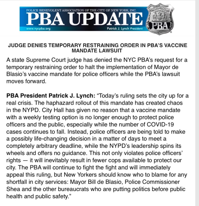 JUDGE DENIES TEMPORARY RESTRAINING ORDER IN VACCINE MANDATE LAWSUIT