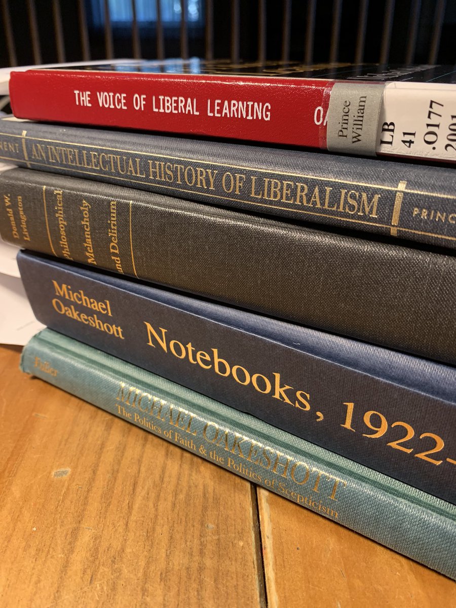 CRPakaluk's tweet photo. Nothing like a fresh stack. #oakeshott #manent #livingstononhume https://t.co/WhnxLYianp