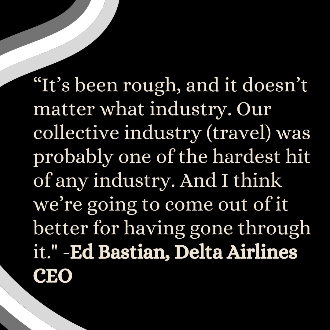 The pandemic hasn't made things easy for the travel industry, but Delta CEO, Ed Bastian believes that the challenges are making us all stronger.
zcu.io/MxDQ 
.
.
.
.
.
.#GantTravel #GantIsMyTMC #BusinessTravel #TravelForWork #CorporateTravel #BizTravel