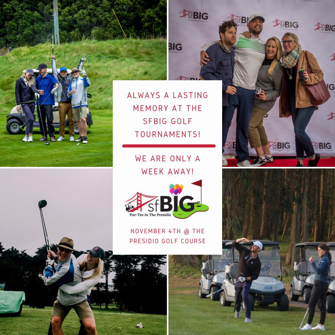 sfbig's tweet photo. Who else is counting down the days till the next sfBIG Golf Tournament? (We certainly are!) It is down to single digits for days till we host everyone back at the wonderful Presidio Golf Course! We still have availability for you to join us for our in-person social from 12-3 PM!! https://t.co/k4vrFqWcpC