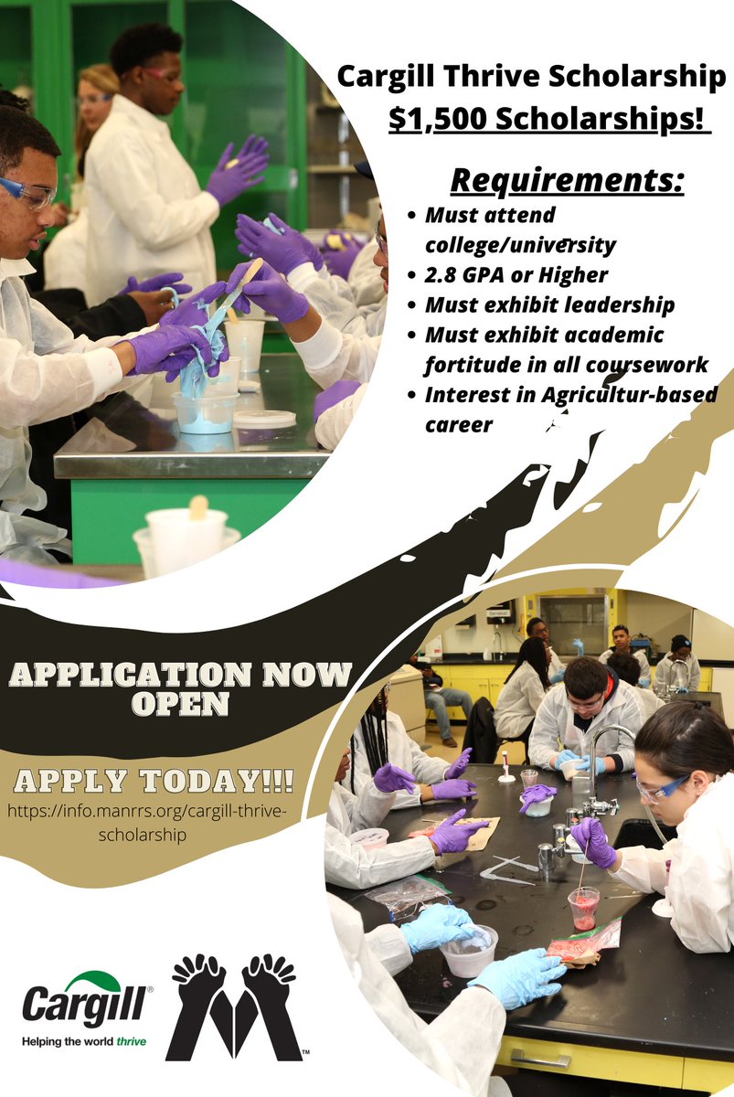 NationalMANRRS's tweet photo. MANRRS is excited to announce a continuation and expansion of its partnership with Cargill, with the launch of the new Cargill thrive Scholarship!
To learn more and apply visit:
 https://t.co/yyHinEYOjV https://t.co/mziLK4jr9b
