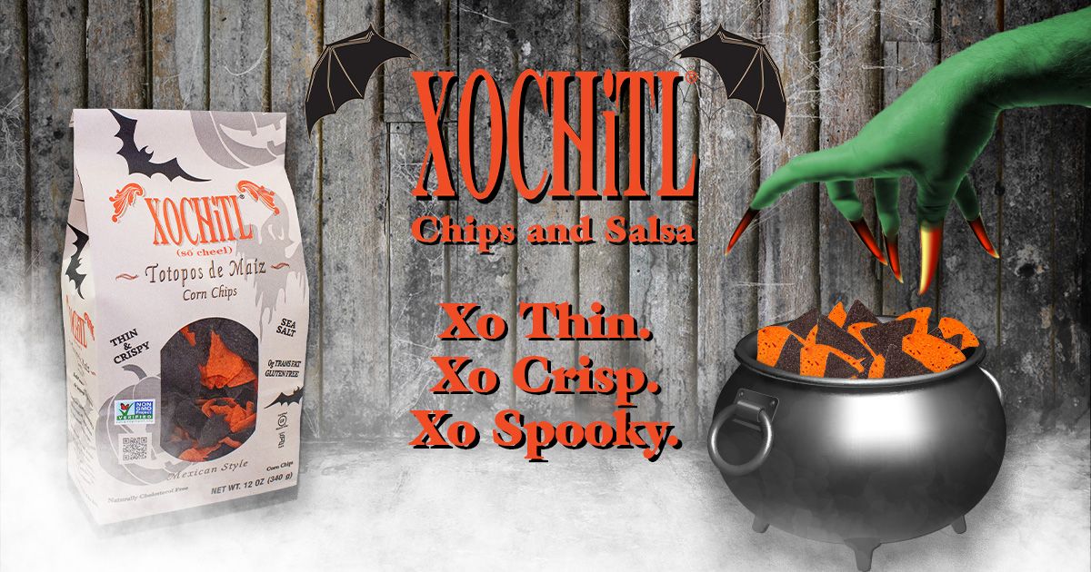XochitlChips's tweet photo. Xochitl Chips and Salsa is brewing something delicious in the witches cauldron. Make sure to get your bag of Xochitl Halloween Chips before they run out! #xothin #xocrisp #xospooky #xochitl #halloweenchips #cornchips #salsa #chipsandsalsa https://t.co/2SQPbMlGVO
