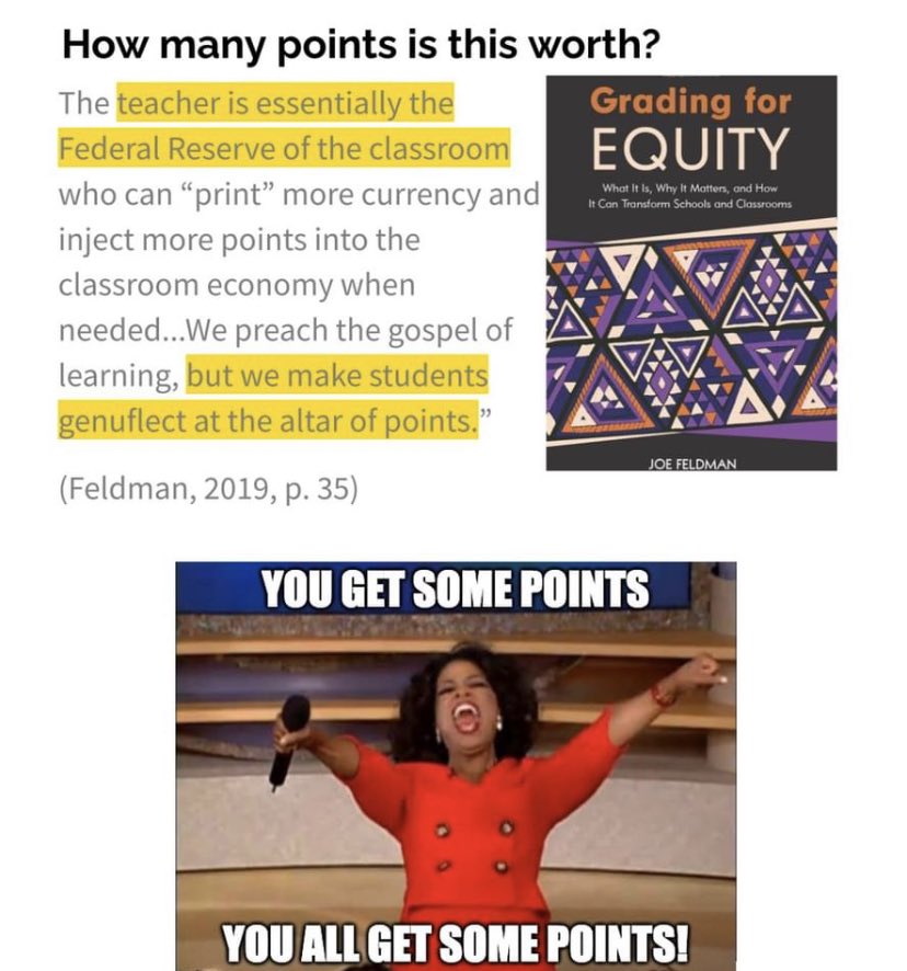 Student centered classrooms focus on learning. Learning is a process, not a fixed point in time. Grades should never be used to exert power and control over students!