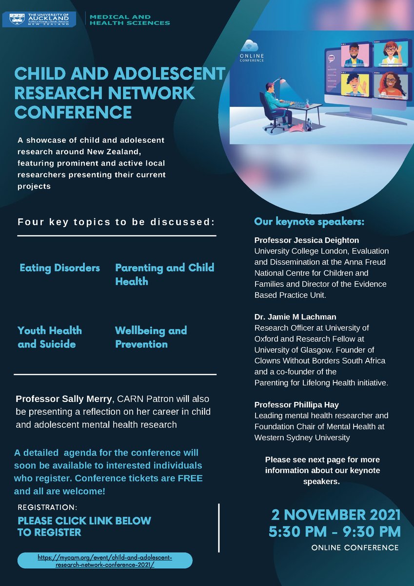 icamhNZ's tweet photo. Find out more about the themes and our Keynote Speakers at the CARN conference next week (Tuesday, 2nd Nov, 2021 | 5:30 to 9:30 pm). Online and free to register https://t.co/XQJoWYI1XD
@FMHS_UoA @HiranThabrew @SerlachiusAnna @JamieLachman @Rotary https://t.co/gosN5ClMYJ