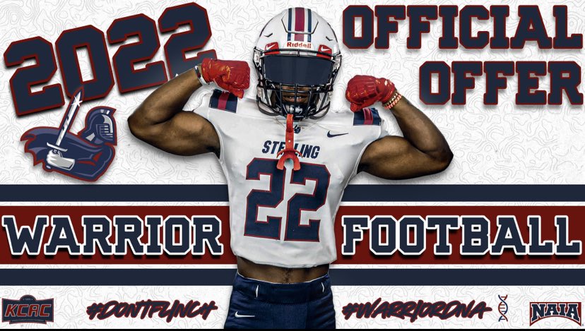 Smith12Kel's tweet photo. Blessed to Receive my 1st offer from Sterling College💙❤️ #GoWarriors @CoachBrouillett https://t.co/qUN9XWoO33