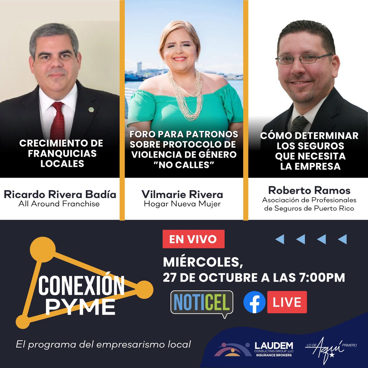 Ahora a las 7 pm por el Facebook Live de <a href="/noticel/">NotiCel</a> <a href="/conexionpymepr/">Conexión Pyme</a> <a href="/pymesprimero/">Lo De Aquí Primero</a>