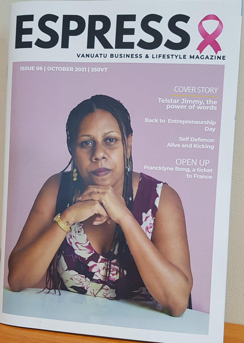 BecVanuatu's tweet photo. Congratulations, @TJTelly, on making the cover girl for Espresso's Issue 6!  A great pic and a lovely piece demonstrating "the power of words". 

What a way to put in a plug on what we are continuing in the literary space. #Vanuatu #LiteraturePosts https://t.co/EY5HVIYXY3