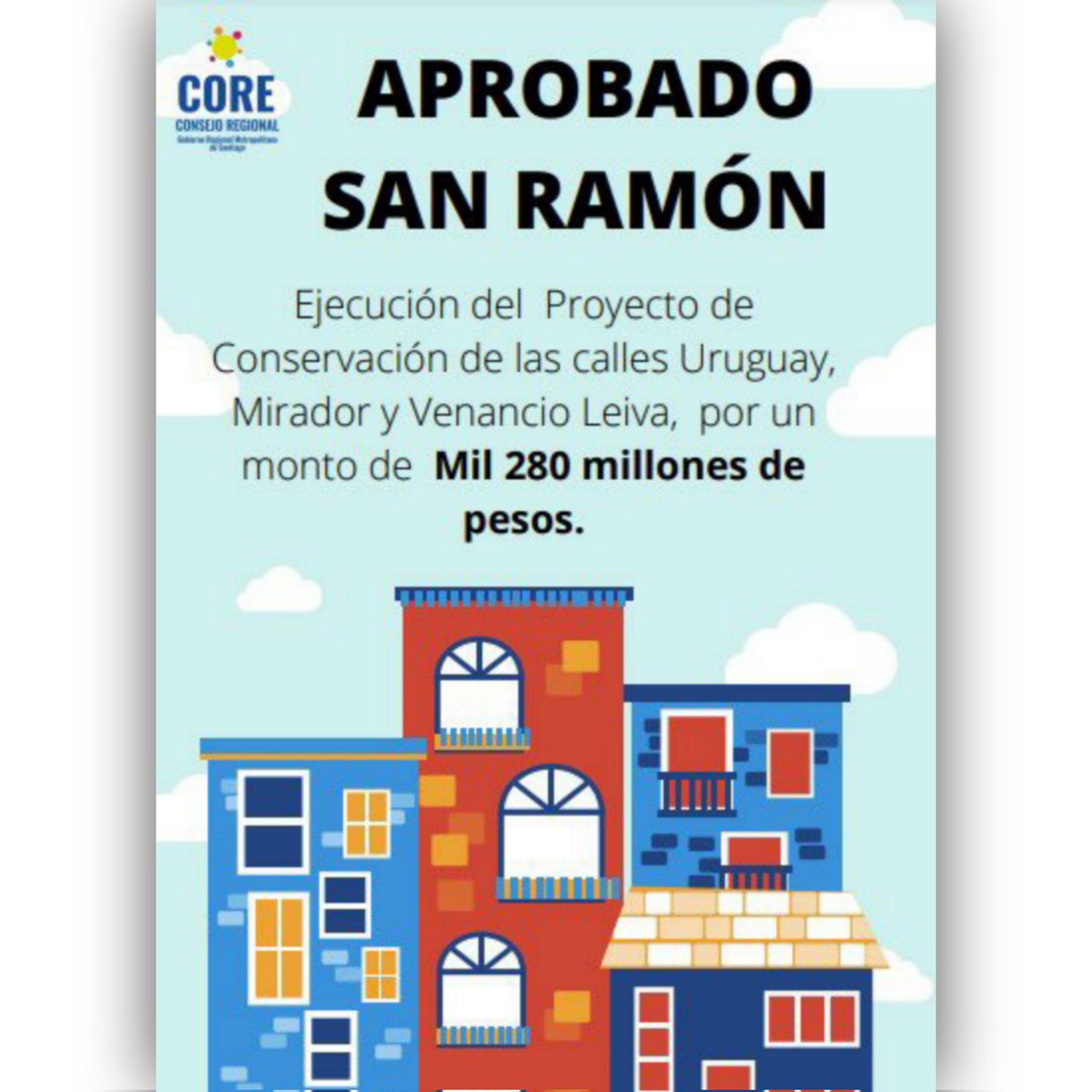 paulocanascore's tweet photo. #SanRamón 🔵

1.280 millones de pesos fueron aprobados por @COREsantiago para la conservación de calles Uruguay, Mirador y Venancio Leiva. Esto mejora calidad de vida de vecin@s. Estaremos pendientes para que obras se bien ejecuten. Seguimos trabajando! 🙌🏻

#YoCreoEnCañas https://t.co/ngvkYgmo2a