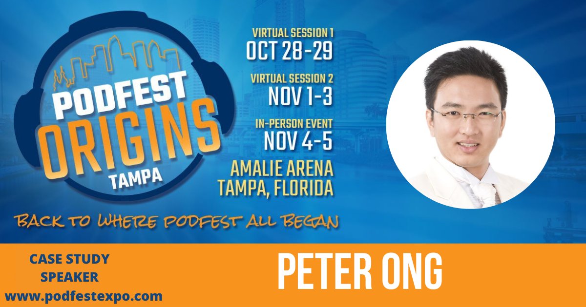 peterongkl's tweet photo. I’m proud to announce being a case study speaker
at @podfestexpo Origins beginning Oct 28th!
Podfest Origins is a hybrid event- virtual and in person! Join me and so many other amazing speakers to connect, learn, and level up your podcasts.
#Podfest #PodfestGlobalSummit #podfam https://t.co/M9acT6ShRp