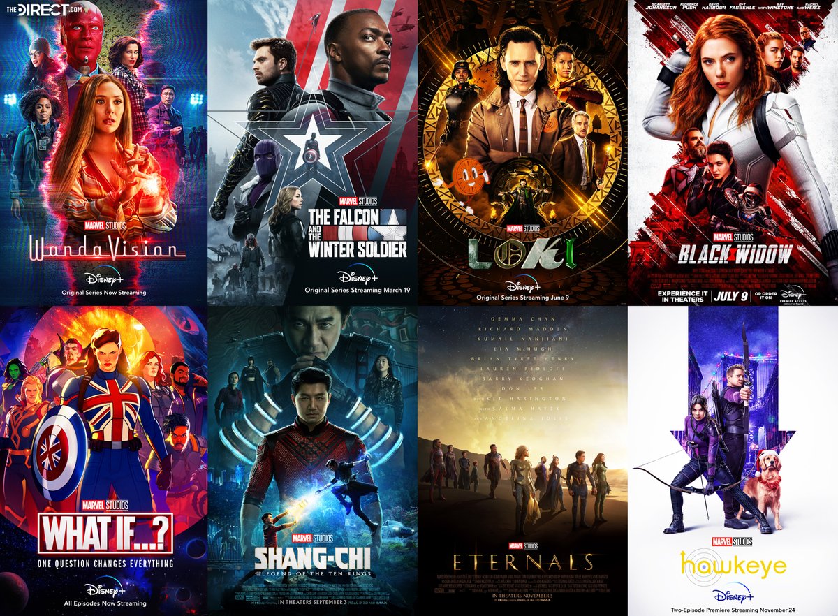 Here are the official posters for #MarvelStudios' Phase 4 projects