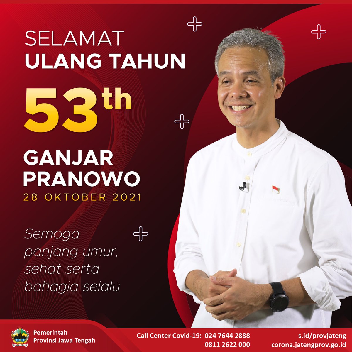 ESDMJateng's tweet photo. Selamat ulang tahun Bapak Gubernur Jawa Tengah @ganjarpranowo. 

Semoga senantiasa diberikan kesehatan, keberkahan, kekuatan dan tetap amanah dalam memimpin Jawa Tengah. 

#hut53ganjar https://t.co/HdCl047HoT