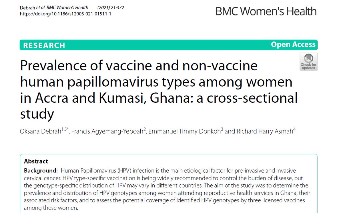 screenandtreat's tweet photo. Read our latest work on #vaccine-preventable #HPVs in #Ghanaian women in BMC Women's Health: https://t.co/ARN9bSCfxM #ScreenTreat #cervicalcancerawareness https://t.co/kzaIMClxEA
