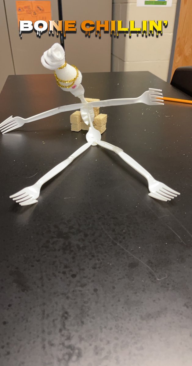 TraceyEnser's tweet photo. One of the finished products. This student added a hat and chair for their skeleton. @FenixPgrmOPS https://t.co/987S4i8Y4w