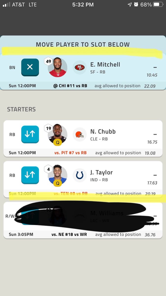 Aaron__Potter's tweet photo. @NFLFantasy #SetMyLineup need two of these three Chubb, Taylor,or Mitchell? https://t.co/sXc8gq0r2w