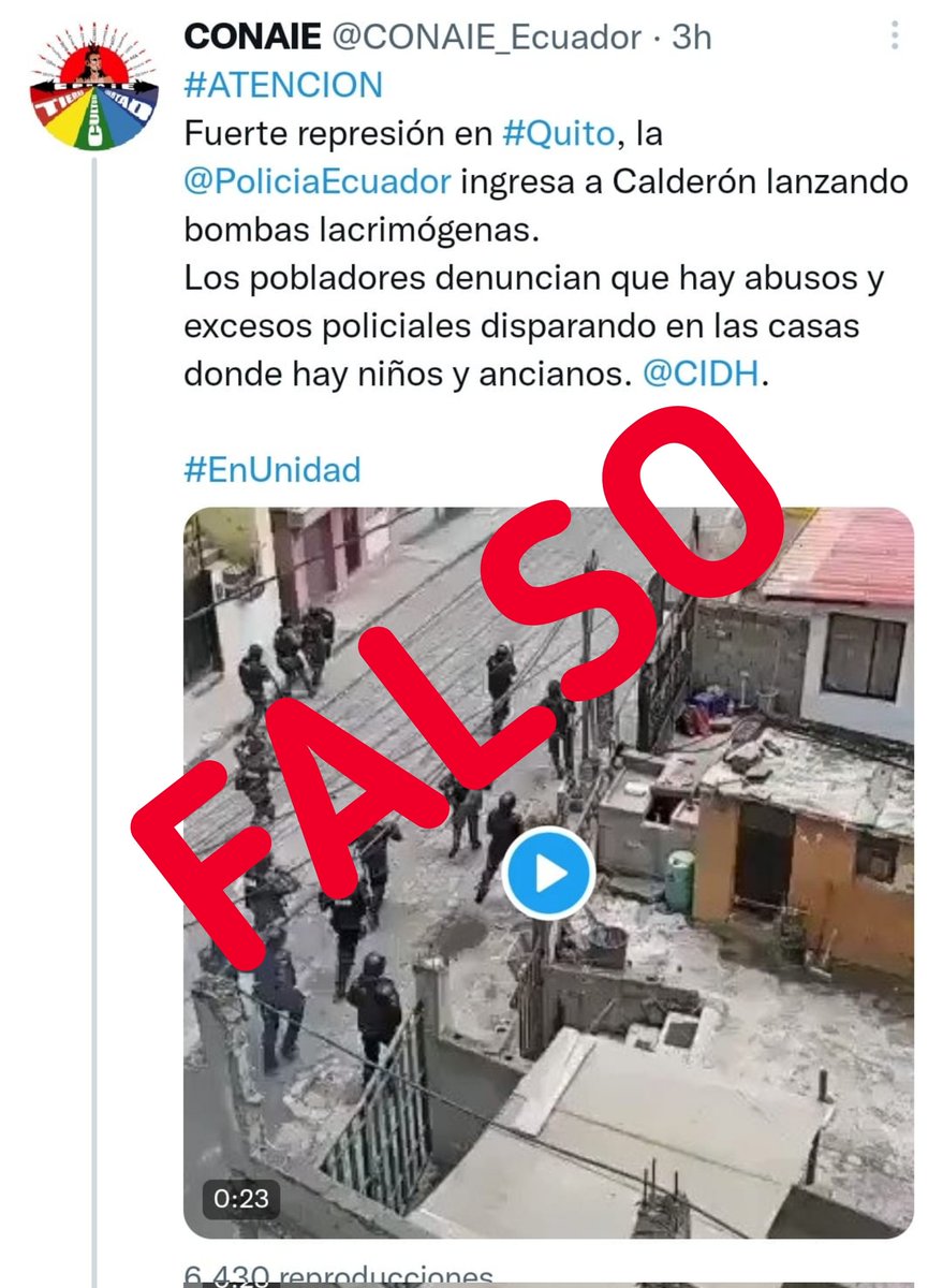 PoliciaEcuador's tweet photo. INFORMAMOS ||

👮🏼‍♂️@PoliciaEcuador rechaza este tipo de información contraria a su misión de garantizar la #SeguridadCiudadana y el orden público en el país. 

#EcuadorSinParo https://t.co/8r9BeI9OfA