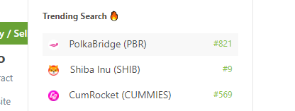 CumRocketCrypto's tweet photo. Guess who is TRENDING 3rd on CoinGecko... #CumRocket 👀🚀 https://t.co/ralkPb84X7