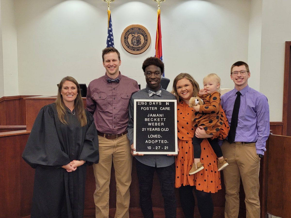 CaptainSGF's tweet photo. We added another Captain Springfield Jr. to the family today! We officially adopted our foster son today right before his 21st birthday! He spent 2,190 days in foster care and is now FOREVER our son! ❤ https://t.co/3vb3rllRT1