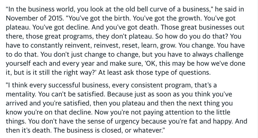 LarryWilliamsTI's tweet photo. Dabo said this in late 2015 when his team was breaking through into elite status. I have no idea whether or how it relates to his thinking now, but it's still really interesting. https://t.co/lqOyWgL96J