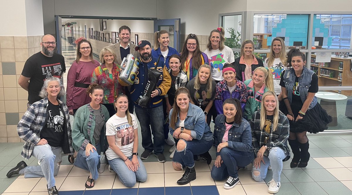 Red Ribbon Week at Eubanks!  Today’s theme was “Drugs? As If!” Everyone was invited to wear 80’s and 90’s gear to school. The staff got very excited to dress up.
