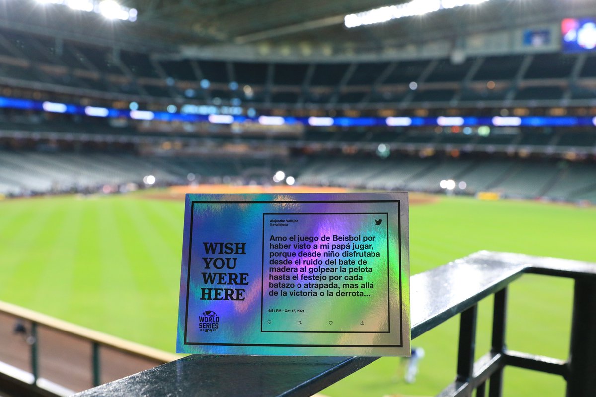 MLB's tweet photo. A beautiful game in any language.

You told us why you love baseball and your Tweets made it all the way to the #WorldSeries! Now they're coming back to you! #PostcardsFromHomePlate https://t.co/ORF1gel5bS