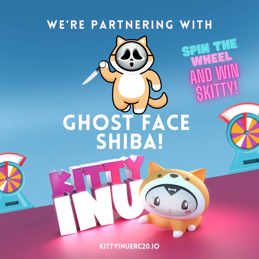 GhostFaceShiba's tweet photo. Proud to announce that @GhostFaceShiba will be partnering with @KittyInuErc20!!

This partnership comes right on time as halloween is around the corner.

Make sure you join their tg: https://t.co/cCcMgoJUQH

Looking forward to this 🎃👻 https://t.co/1qYuJNDr6t