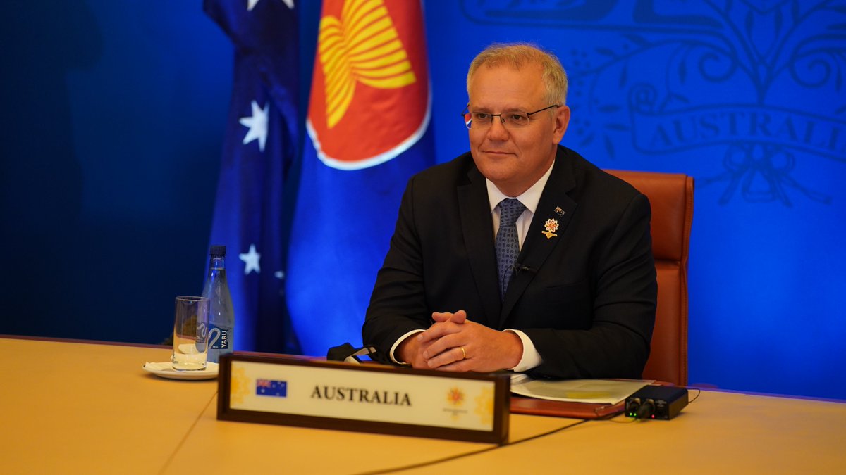 PM @ScottMorrisonMP virtually met ASEAN partners yesterday at the first annual ASEAN-Australia Leaders’ Summit, to announce the #Aus4ASEAN Futures Initiative. We agreed to lift our ties to a Comprehensive Strategic Partnership #asean2021bn #wecareweprepareweprosper