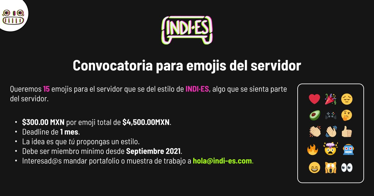 indi__es's tweet photo. Convocatoria para emojis del servidor! https://t.co/bGDKhWz8jf
