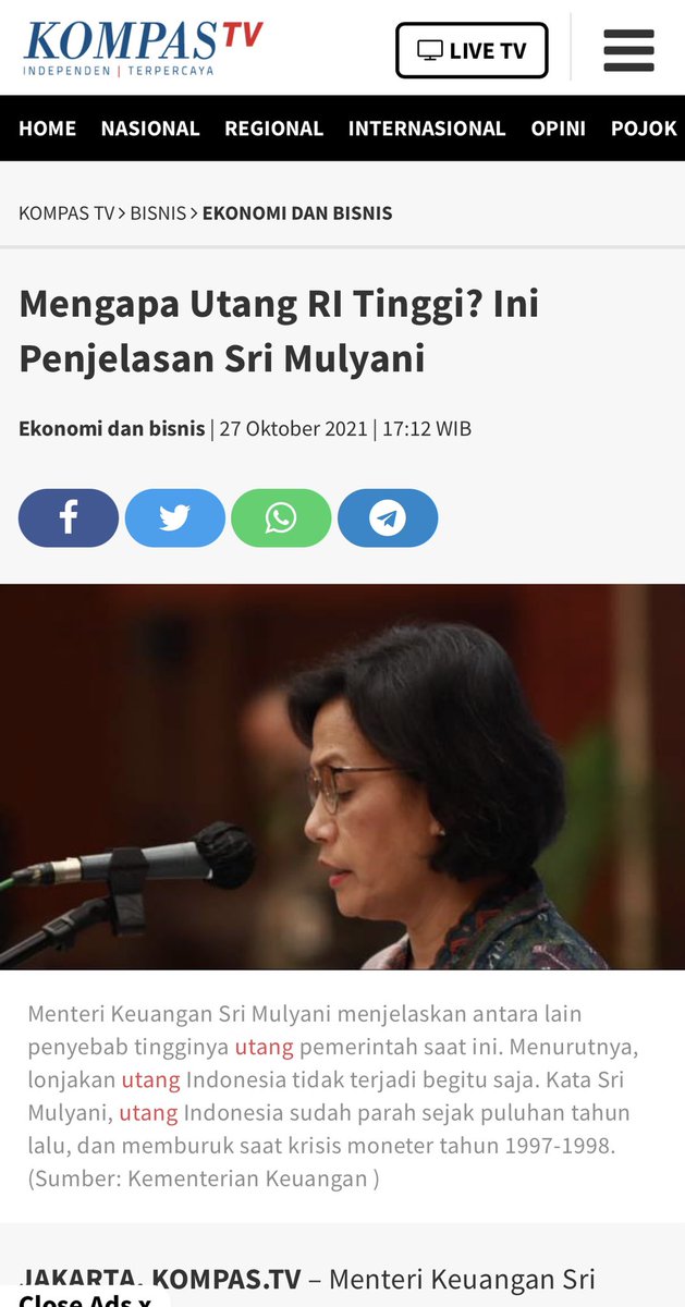 Pernyataan Menteri Keuangan di acara KONTAN diplintir oleh judul yang tak mencerminkan isi. Menkeu bicara ttg pengalaman Indonesia menghadapi 3 krisis. Sama sekali tidak ada ucapan menyalahkan masa lalu. <a href="/KompasTV/">KOMPAS TV</a> sendiri sdh memperbaiki judulnya agar sesuai dg isi berita.