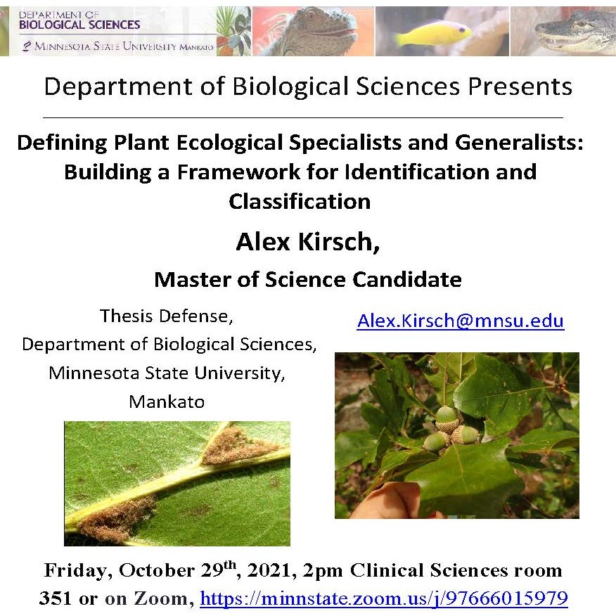mkaproth's tweet photo. @_AlexKirsch is presenting his thesis Friday @ 2PM CT! He created a framework for identifying plant generalists and specialists. He's done some neat research and it could provide an awesome tool for several fields: #ecology / #conservation / #evolution ! #IUCN #oaks https://t.co/kJDdO2GQYE