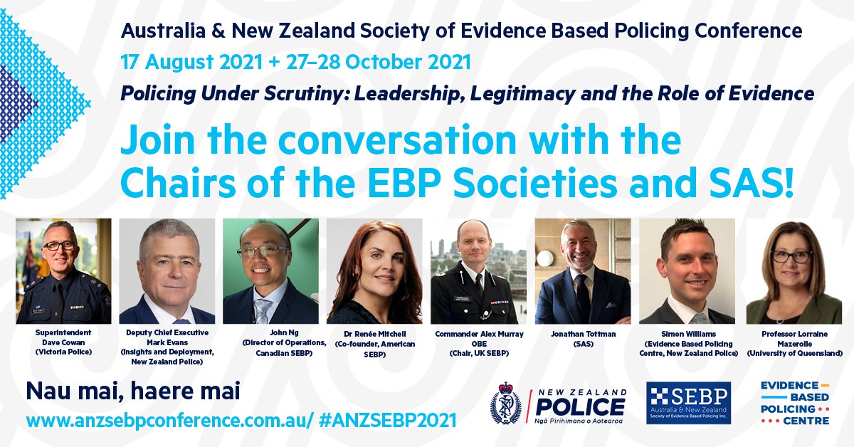 ANZSEBP (@anzsebp) on Twitter photo On now, fantastic panel at #ANZSEBP2021 with the Chairs of <a href="/CAN_SEBP/">CAN-SEBP</a> @Society_EBP <a href="/EBpolicing/">Evidence-Based Policing</a> & <a href="/EBPC_NZ/">Evidence-Based Policing Centre</a> <a href="/LorraineMaz/">Lorraine Mazerolle</a> <a href="/davidco75504827/">david cowan</a> reflecting on the collective lessons for evidence-based policing from the around the world. On now, fantastic panel at #ANZSEBP2021 with the Chairs of <a href="/CAN_SEBP/">CAN-SEBP</a> @Society_EBP <a href="/EBpolicing/">Evidence-Based Policing</a> & <a href="/EBPC_NZ/">Evidence-Based Policing Centre</a> <a href="/LorraineMaz/">Lorraine Mazerolle</a> <a href="/davidco75504827/">david cowan</a> reflecting on the collective lessons for evidence-based policing from the around the world.