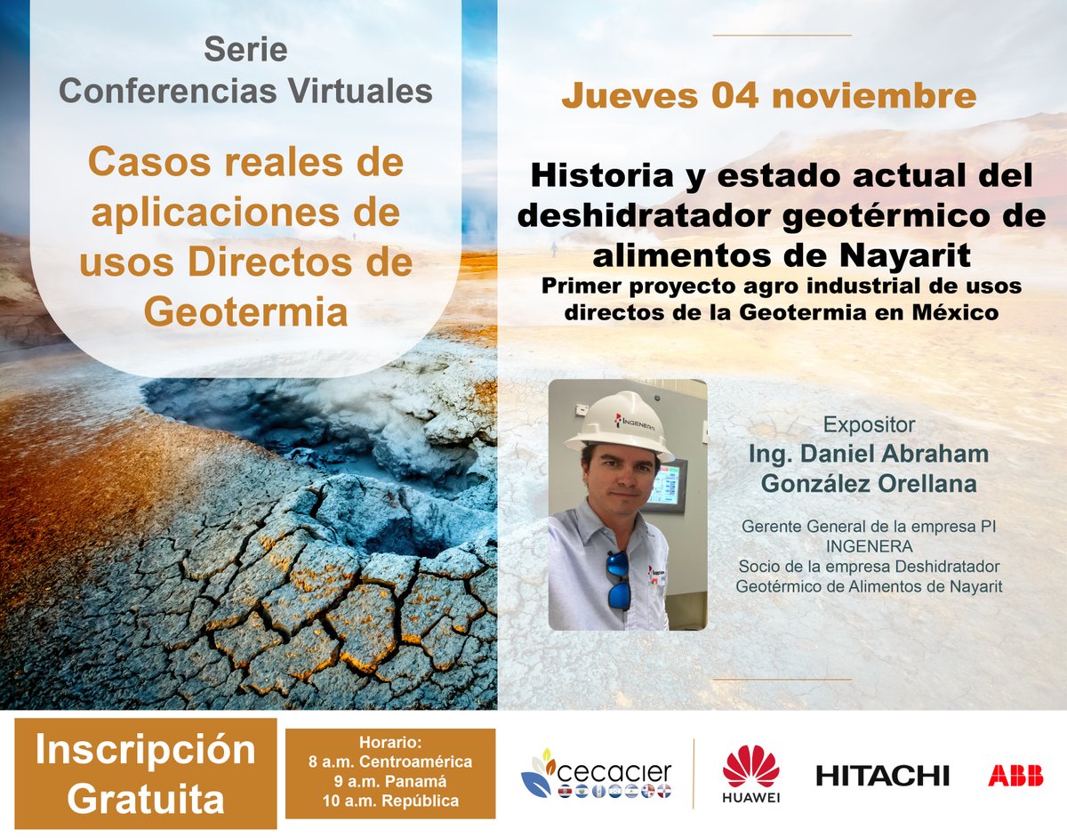 GrupoIIDEA's tweet photo. Te invitamos a conocer la historia del Deshidratador Geotérmico de Alimentos en Nayarit, uno de los más grandes proyectos de #UsosDirectos de la #Energia #Geotérmica
Inscríbete en el siguiente link 👇👇👇
https://t.co/kB9sTeUDtB
#geothermal #Food #dehydratedfood #geotermia https://t.co/JHIqLh2oSk