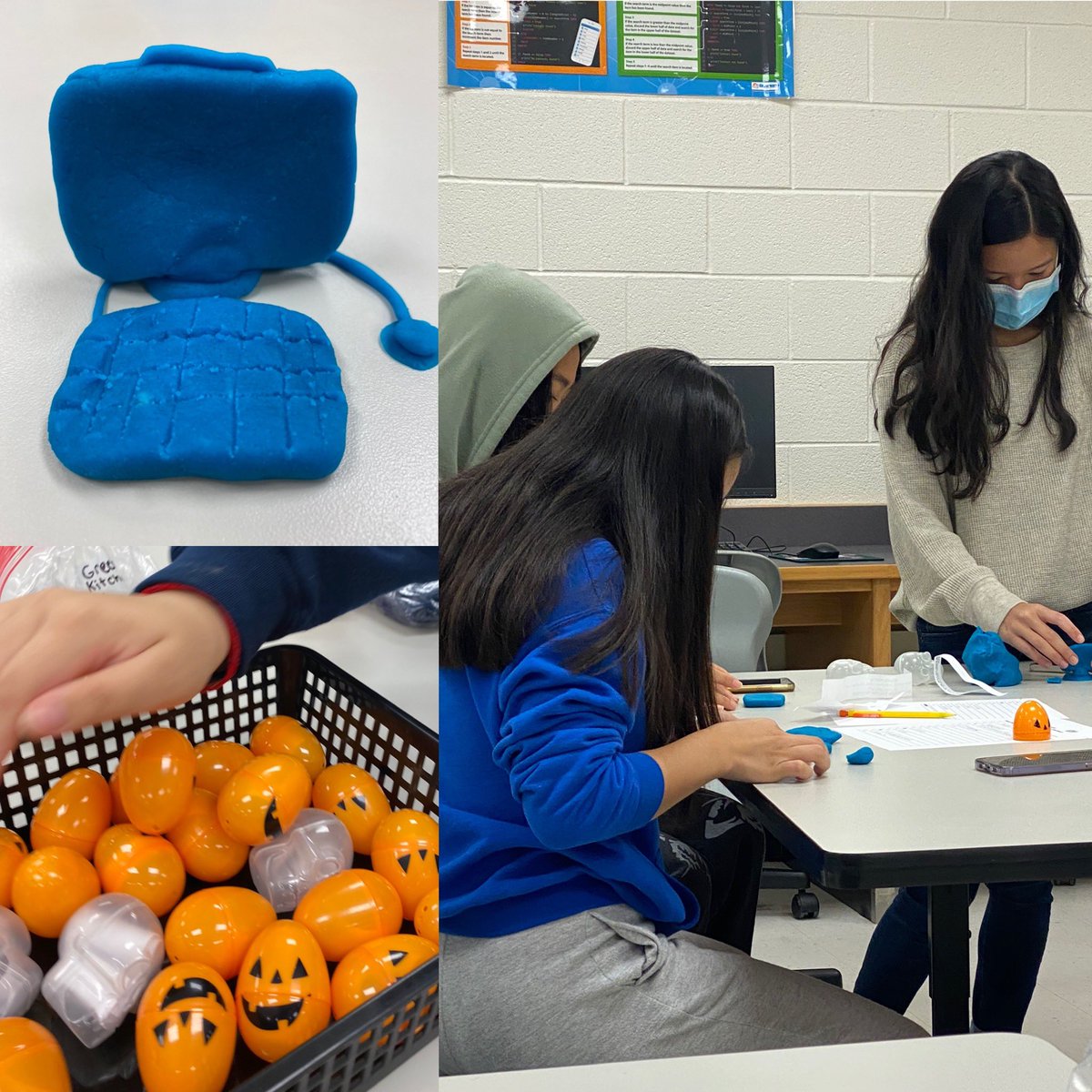 MsHWilliamson's tweet photo. Today’s Halloween #EggDashChallenge in CIS/ACIS reviewed Q1 vocab &amp; concepts and included a Play-Doh computer replica challenge for bonus points! @fhseaglesnest @LCPScte @MeehanEDU https://t.co/KyKEdJQTHh