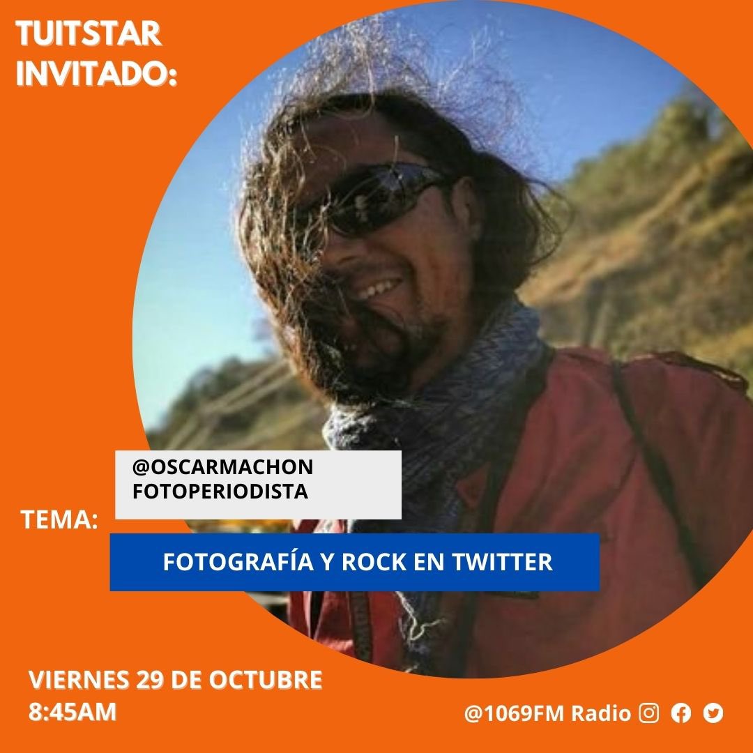 radiolarr's tweet photo. ¡No te pierdas! "TuitStar" este viernes 29 de octubre a las ⏰8:45am, la entrevista con: Óscar Machón (@OscarMachon).

✅Conducido por: @fragom8 

#1069FM
#HacemosRadioParaVos

@Roberto_Dubon
@MajoRodelman 
@SantuarioRockSv https://t.co/1vUy0s9YhJ