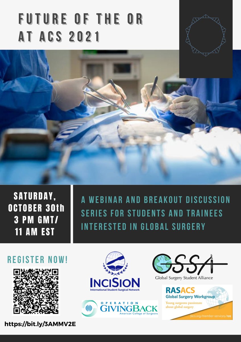 Calling all U.S. #medstudents interested in #globalsurgery! Join this weekend at ACS for outstanding & interactive breakout sessions on research, careers, education, advocacy, surgical capacity, humanitarian efforts, & ethics with the #futureoftheOR!