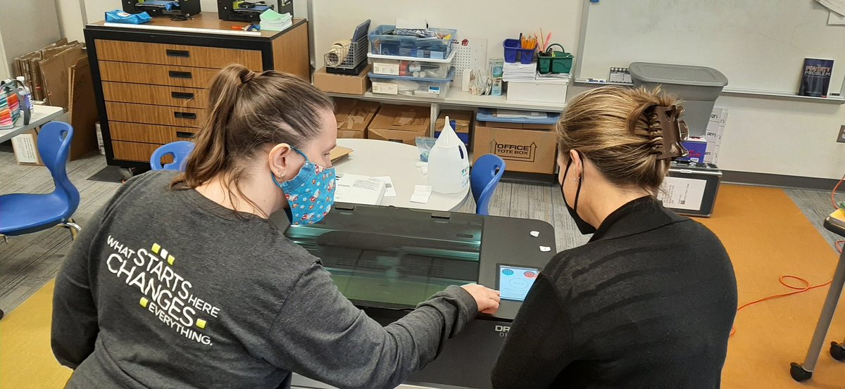 tanya_churchill's tweet photo. For a long time the @wcpssdll maker & DLC team has had a goal to learn how to support schools who have laser cutters. Today was devoted to this goal & we learned so much the way we believe students should be allowed to learn. Problem solving, collaborating, exploring #wakelearns https://t.co/1o9AFWQIaX