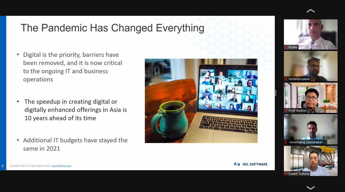 _FocusNetwork's tweet photo. Successful virtual #roundtable session with @HCLSoftware , this one in the ASEAN region, focusing on key findings from the 2021 #Upskilling Enterprise #DevOps Skills Report.
#hclsoftware  #privatevents #focusnetwork #ciotechasia #technology #innovation #cio #cisos #devopsleaders https://t.co/DF9MVbxr6I