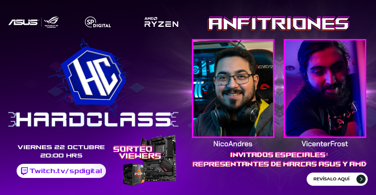 SPDigital_Chile's tweet photo. No te puedes perder #HardClass 🤓 Un streaming dedicado para que aprendas lo último en tecnología y participar por grandes premios 👏😁 Mañana Jueves a las 20:00 hrs en Twitch estaremos junto ASUS y AMD para enseñarte todo sobre compatibilidad de placas y procesadores 💕 https://t.co/dR6VTaiUEZ