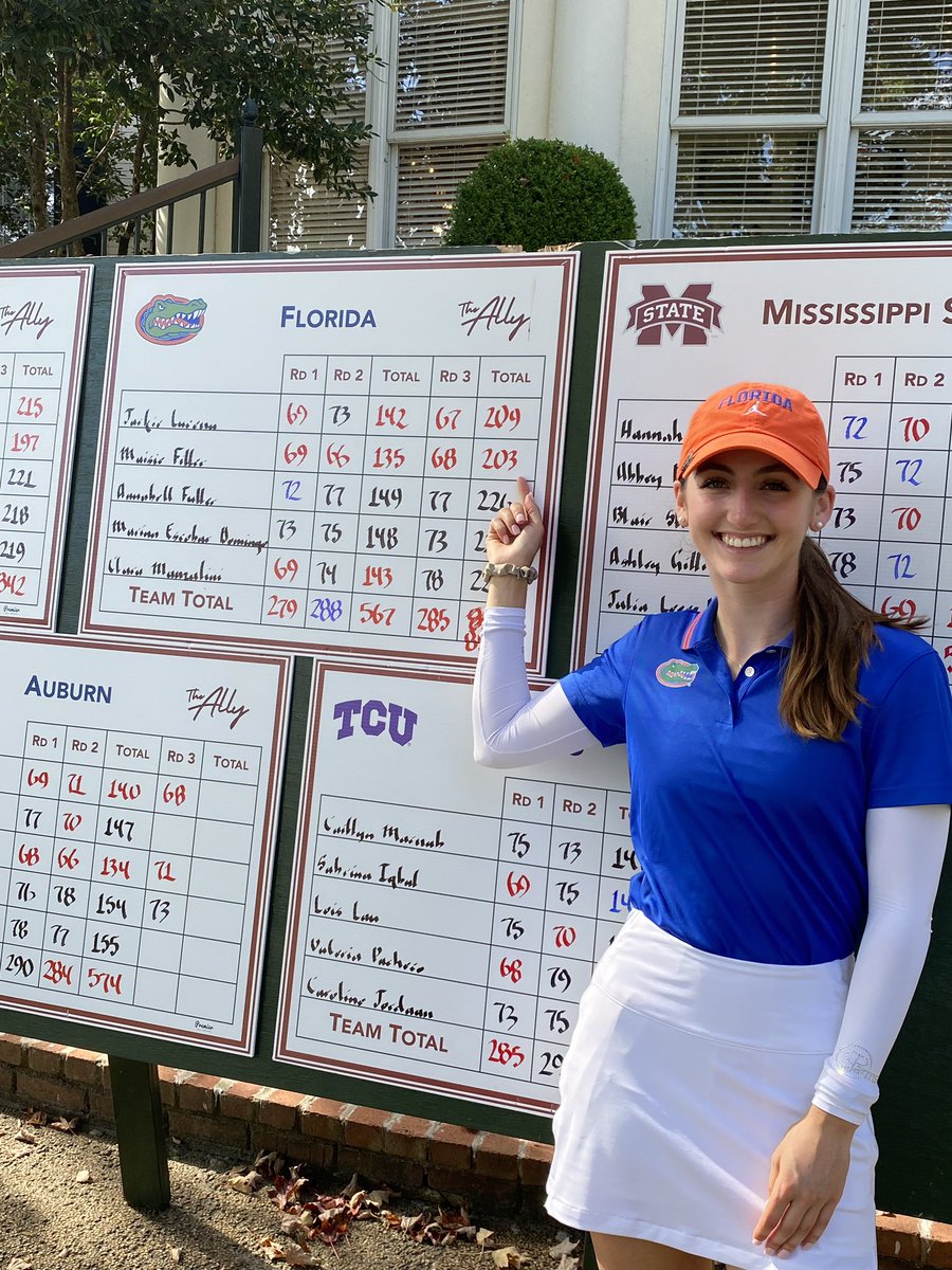 GatorsGolf's tweet photo. What a week for Maisie 👀

She finishes as the runner-up at -1️⃣3️⃣, tied for second all-time in program history 🔥🔒

#GoGators 🐊 https://t.co/GGo9eO6DNy