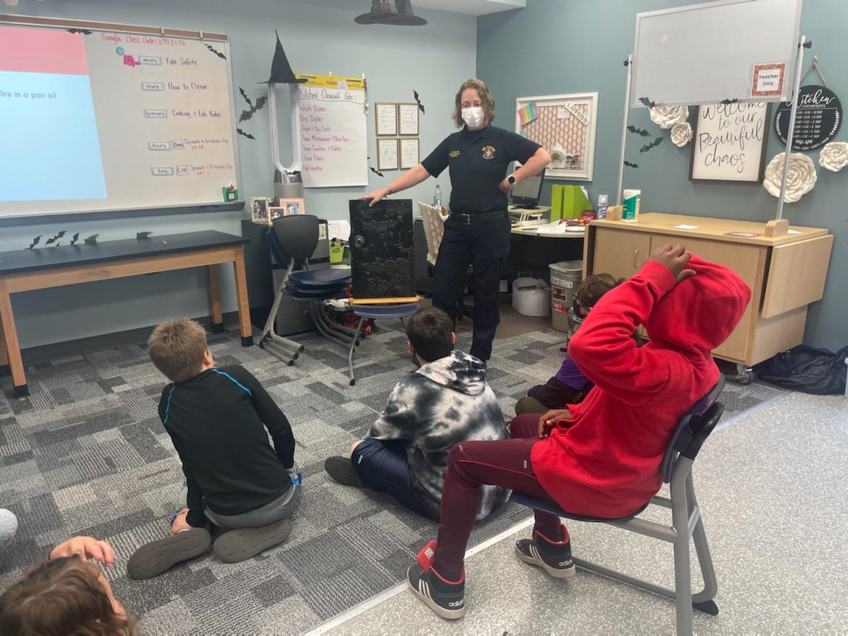 FenixPgrmOPS's tweet photo. Mrs. Laffoon invited the Olathe Fire Department to her FACS class at CLC for a  fire safety presentation. 🔥 https://t.co/ss4LU20bM6