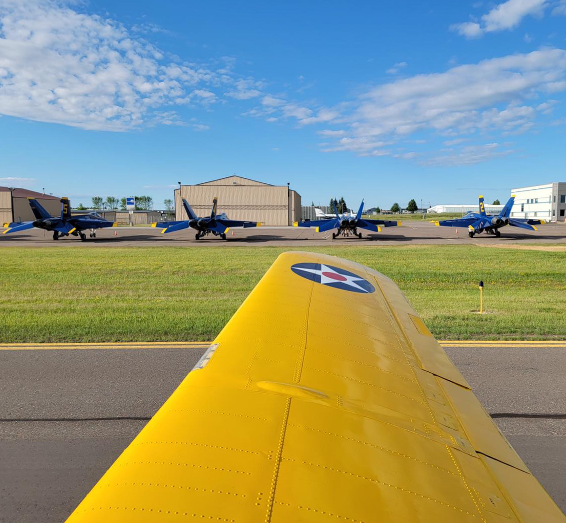 CAF1957's tweet photo. Here's a great #WingtipWednesday shot from our friends at the #CAF1957 #MinnesotaWing who were at this year's #DuluthAirshow. You no doubt recognize the planes off the wingtip, but can you name the plane the wingtip belongs to? https://t.co/cr4pkfetfq