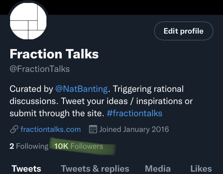 Five (ish) years ago, I started putting fraction prompts on the internet hoping to help teachers. Never thought it would become this. 10K. 🤯 🎉 #fractiontalks